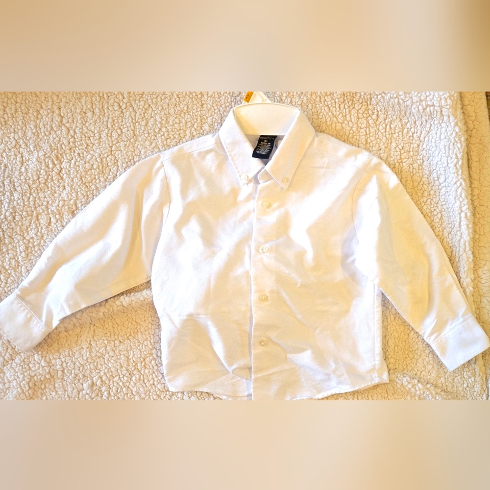 Nautica Boys White Button Down Shirt Classic Cotton Top NWOT Size 5t